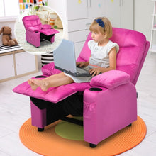 Load image into Gallery viewer, Adjustable Lounge Chair with Footrest and Side Pockets for Children-Pink
