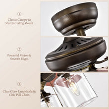 Load image into Gallery viewer, 52&quot; Ceiling Fan Light with Pull Chain and 5 Bronze Finished Reversible Blades
