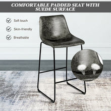 Load image into Gallery viewer, Set of 2 Bar Stool Faux Suede Upholstered Chair-Gray
