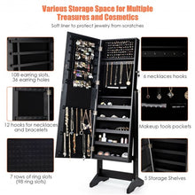 Load image into Gallery viewer, Jewelry Cabinet Stand Mirror Armoire with Large Storage Box-Black
