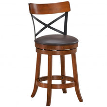 Load image into Gallery viewer, Set of 2 Bar Stools 360-Degree Swivel Dining Bar Chairs with Rubber Wood Legs-25 inch
