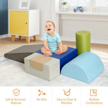 Load image into Gallery viewer, 6 Piece Climb Crawl Play Set Indoor Baby Toddler-Gray
