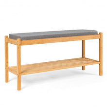 Load image into Gallery viewer, Bamboo Upholstered Padded Shoes Storage Bench
