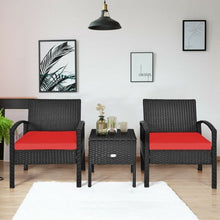 Load image into Gallery viewer, 3 Piece PE Rattan Wicker Sofa Set w/ Washable &amp; Removable Cushion for Patio-Red
