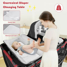 Load image into Gallery viewer, 4-in-1 Convertible Portable Baby Play yard with Toys and Music Player-Red
