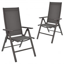 Load image into Gallery viewer, 2PCS Patio Folding Dining Chairs Aluminium Adjustable Back-Gray
