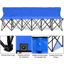Load image into Gallery viewer, Portable Folding 6 Seats Chair Sideline Sports Bench-Blue

