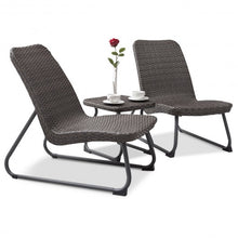 Load image into Gallery viewer, 3 pcs Outdoor All Weather Rattan Conversation Chair &amp; Table Set
