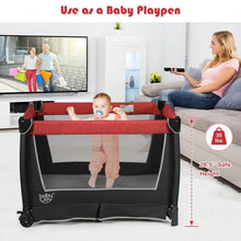 Load image into Gallery viewer, 4-in-1 Convertible Portable Baby Play yard with Toys and Music Player-Red
