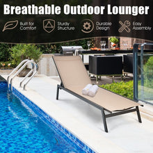 Load image into Gallery viewer, Outdoor Reclining Chaise Lounge Chair with 6-Position Adjustable Back-Brown
