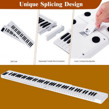 Load image into Gallery viewer, 2 in 1 Attachable Digital Piano Keyboard 88/44 Touch sensitive Key w/ MIDI-White
