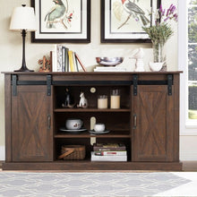 Load image into Gallery viewer, Sliding Barn Door TV Stand with Storage-Brown
