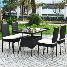 Load image into Gallery viewer, 5 PCS Patio Rattan Dining Set with Glass Top
