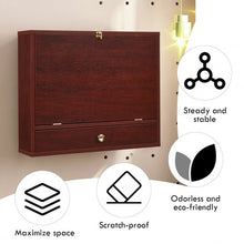 Load image into Gallery viewer, Wall Mounted Folding Laptop Desk Hideaway Storage with Drawer-Brown
