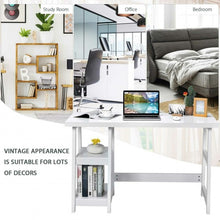 Load image into Gallery viewer, Trestle Computer Desk Home Office Workstation with Removable Shelves-White
