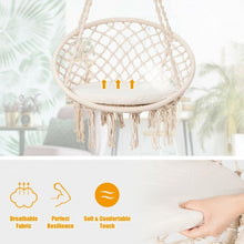 Load image into Gallery viewer, Macrame Cushioned Hanging Swing Hammock Chair-Beige
