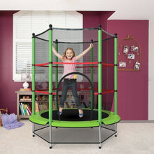 Load image into Gallery viewer, 55&quot; Youth Jumping Round Trampoline with Safety Pad Enclosure-Green
