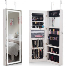 Load image into Gallery viewer, Door Wall Mount Touch Screen Mirrored Jewelry Cabinet-White
