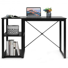 Load image into Gallery viewer, Computer Desk with Bamboo Top &amp; 2 Storage Shelves-Black Desk
