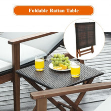 Load image into Gallery viewer, 3Pcs Protable Patio Cushioned Rattan Lounge Chair Set with Folding Table-White
