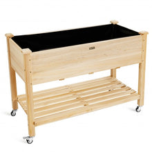 Load image into Gallery viewer, Wood Elevated Planter Bed with Lockable Wheels Shelf and Liner
