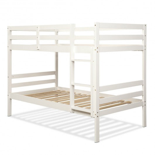 Twin Bunk Bed Children Wooden Bunk Beds Solid Hardwood-White