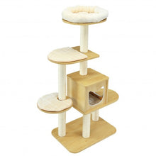 Load image into Gallery viewer, 4 Levels Modern Wood Cat Tower with Washable Mats-Walnut
