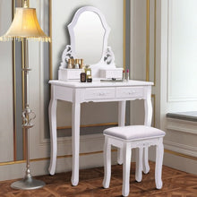 Load image into Gallery viewer, White Vanity Makeup Dressing Table with Mirror + 4 Drawers
