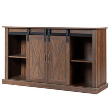 Load image into Gallery viewer, Sliding Barn Door TV Stand with Storage-Brown
