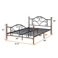 Load image into Gallery viewer, Queen Size Steel Bed Frame with Stable Platform and Metal Slats-Black
