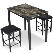 Load image into Gallery viewer, 3 Piece Counter Height Dining Set Faux Marble Table
