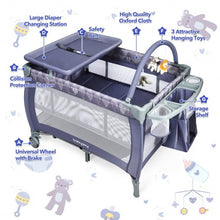 Load image into Gallery viewer, Portable Foldable Baby Playard Nursery Center with Changing Station-Gray
