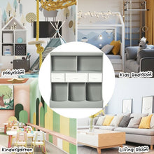 Load image into Gallery viewer, Freestanding Combo Cubby Bin Storage Organizer Unit W/3 Baskets-Gray
