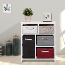 Load image into Gallery viewer, Nightstands Storage Drawer Cabinet Chest with 5 Woven Baskets
