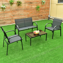 Load image into Gallery viewer, 4 pcs Patio Furniture Set with Glass Top Coffee Table-Black
