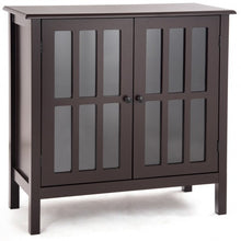 Load image into Gallery viewer, Glass Door Sideboard Console Storage Buffet Cabinet-Brown
