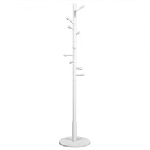 Load image into Gallery viewer, Wooden Coat Rack Stand Entryway Hall Tree 2 Adjustable Height w/ 10 Hooks-White
