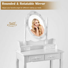 Load image into Gallery viewer, Makeup Vanity Dressing Table Set with Dimmable Bulbs Cushioned Stool-White
