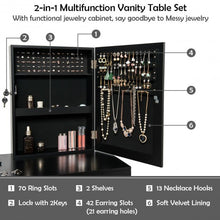 Load image into Gallery viewer, Vanity Dressing Table Set Lockable Jewelry Cabinet with Mirror-Black
