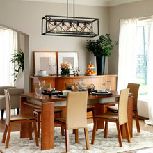 Load image into Gallery viewer, 5-Light Kitchen Island Pendant Light Wood Metal Chandelier

