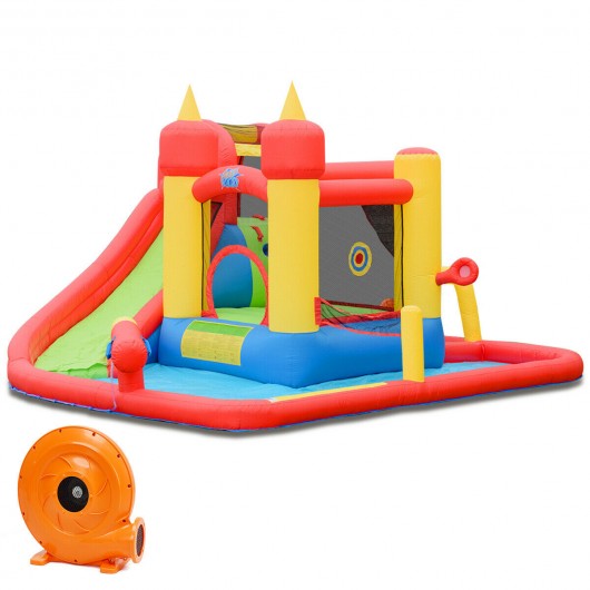 Inflatable Water Slide Jumping Bounce House with 740 W Blower