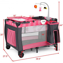 Load image into Gallery viewer, Foldable Travel Baby Crib Playpen Infant Bassinet Bed w/ Carry Bag-Pink
