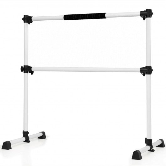 4 ft Portable Ballet Freestanding Adjustable Double Dance Bar-Silver