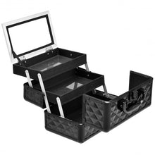 Load image into Gallery viewer, Beauty Cosmetic Makeup Case with Mirror &amp; Extendable Trays-Black
