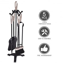 Load image into Gallery viewer, 5 pcs Stylish Silver Iron Fireplace Tools Set
