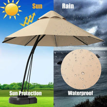 Load image into Gallery viewer, 11 Feet Outdoor Cantilever Hanging Umbrella with Base and Wheels-Beige
