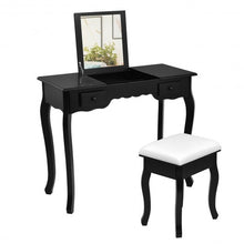 Load image into Gallery viewer, Mirrored Bathroom Dressing Vanity Table Set w/ Stool-Black
