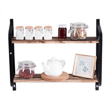 Load image into Gallery viewer, 2-Tier Rustic Wall Mounted Floating Shelf Multi-purpose Storage
