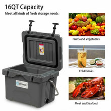 Load image into Gallery viewer, 16 Quart Portable Ice Cooler with 24 Cans-Gray
