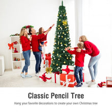 Load image into Gallery viewer, PVC Prelit Artificial Slim Pencil National Christmas Tree with Metal Stand-8&#39;
